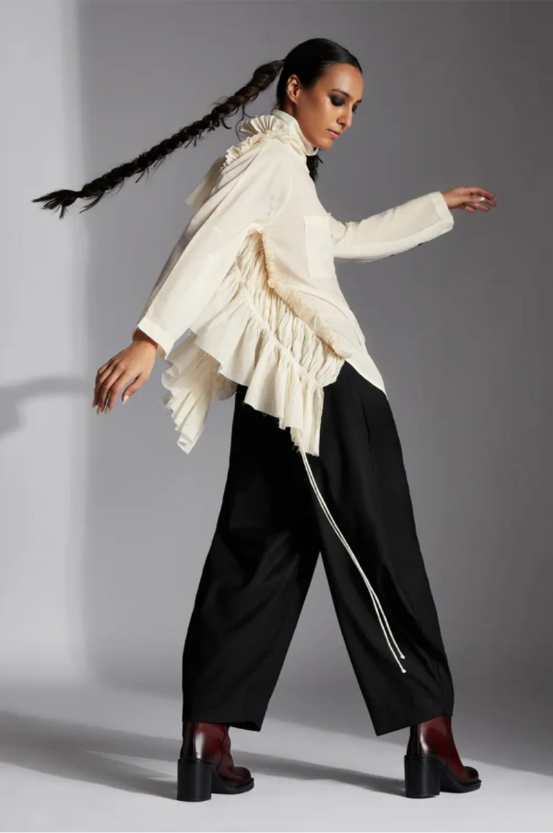 Tiran Shirt-White cotton by Chola in white color for women in Singapore