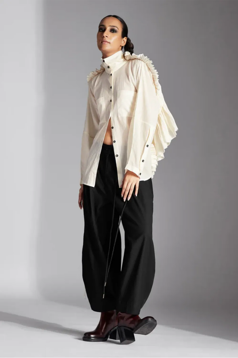 Tiran Shirt-White cotton by Chola in white color for women in Singapore
