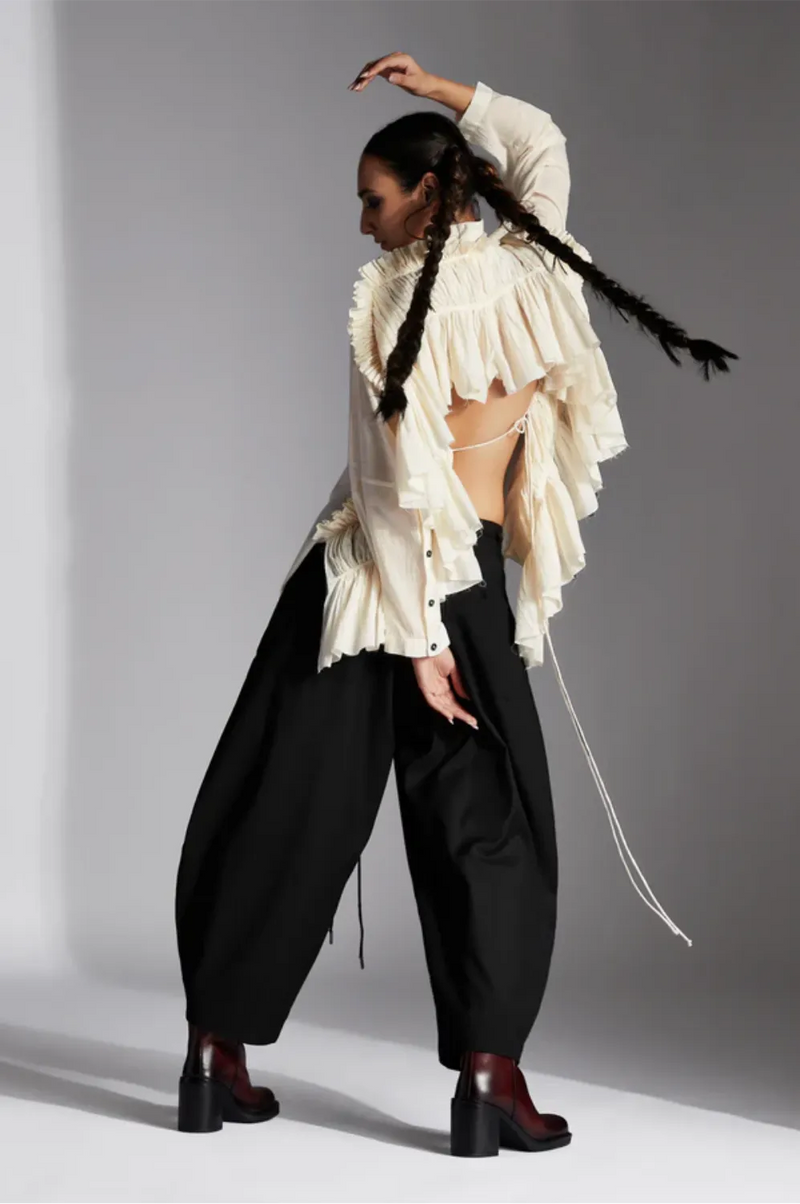 Tiran Shirt-White cotton by Chola in white color for women in Singapore