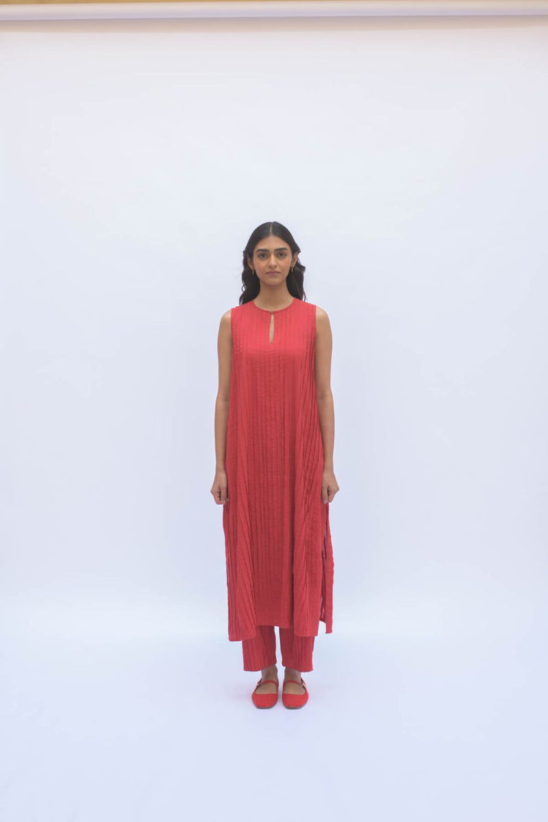 LAAL NEELI KURTA SET cotton by TOKREE in red color for women in Singapore