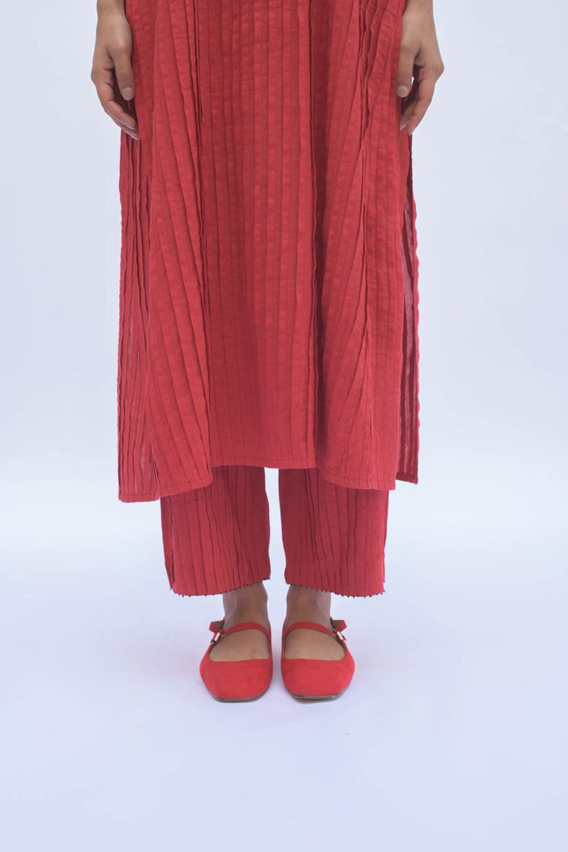 LAAL NEELI KURTA SET cotton by TOKREE in red color for women in Singapore