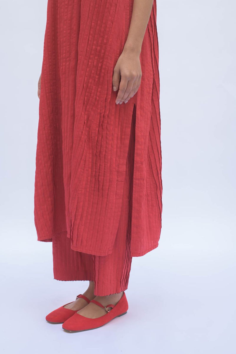LAAL NEELI KURTA SET cotton by TOKREE in red color for women in Singapore