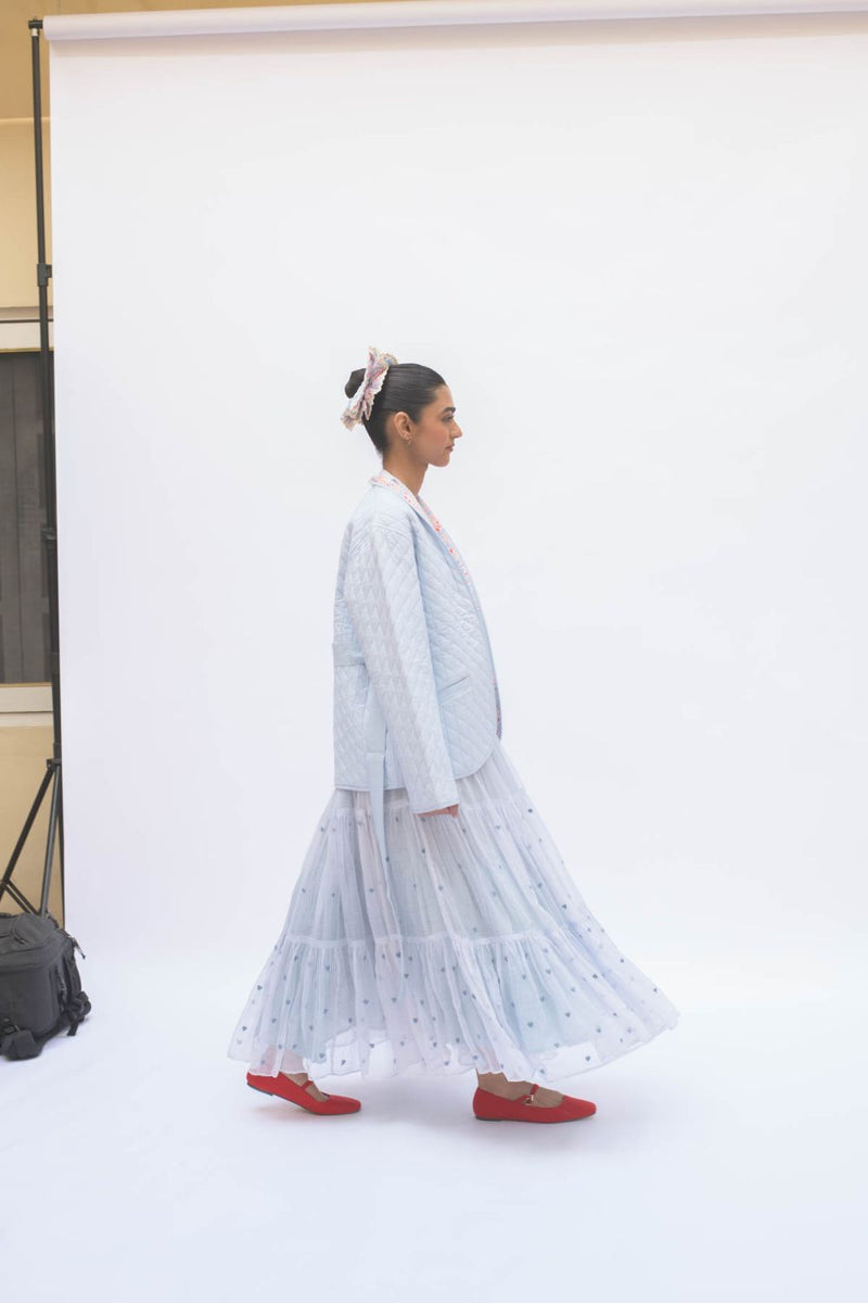 MAYA SKIRT POWDER BLUE by TOKREE in blue color for women in Singapore