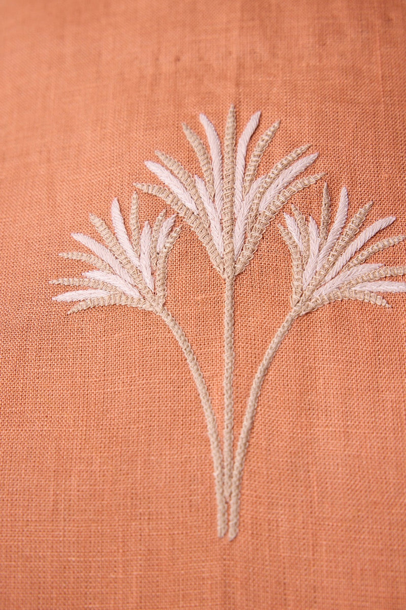 Toni Apricot Embroidered Linen Top