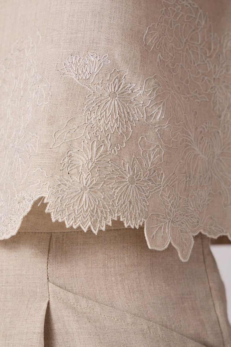 Toni Beige Top 100% linen top/shirt by The Summer House in beige for women in Singapore