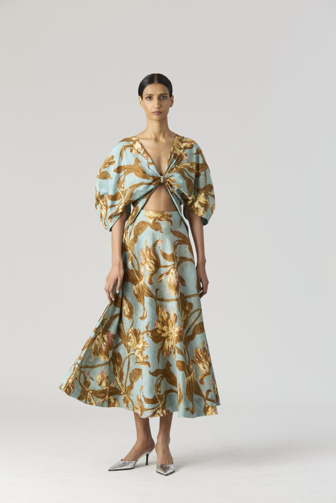 TREVI FRONT KNOTTED DRESS satin by Yam for women in Singapore