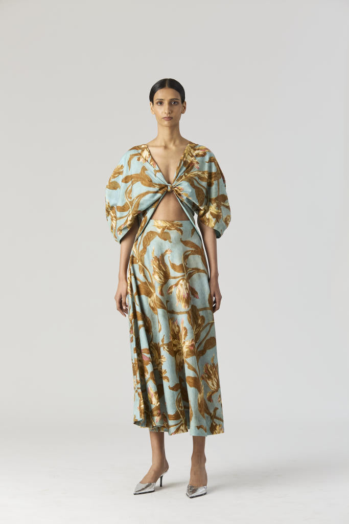 TREVI FRONT KNOTTED DRESS satin by Yam for women in Singapore