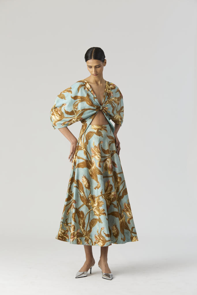 TREVI FRONT KNOTTED DRESS satin by Yam for women in Singapore