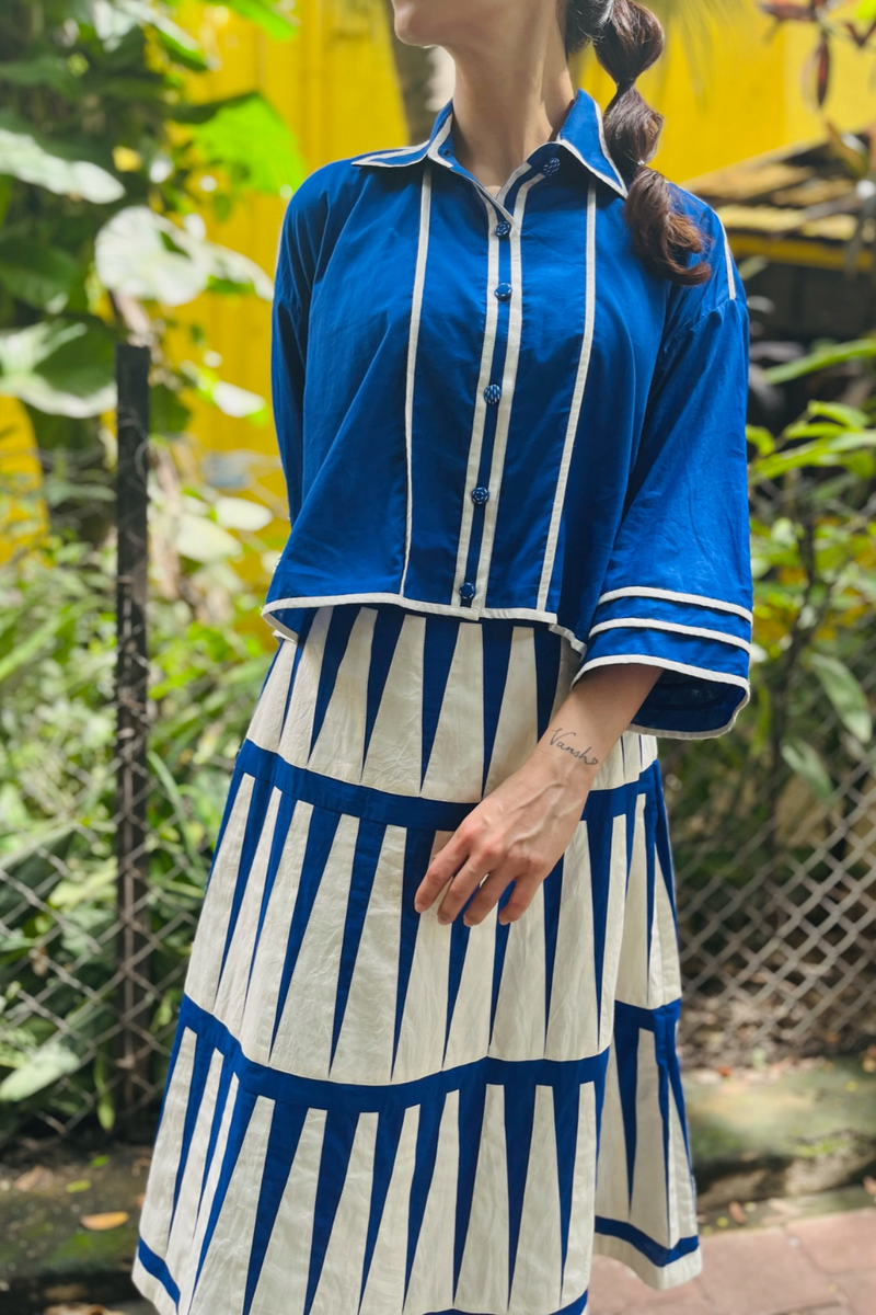 Trikon Skirt - Short + Tiger Shirt cotton by Ka-Sha in multi color for women in Singapore