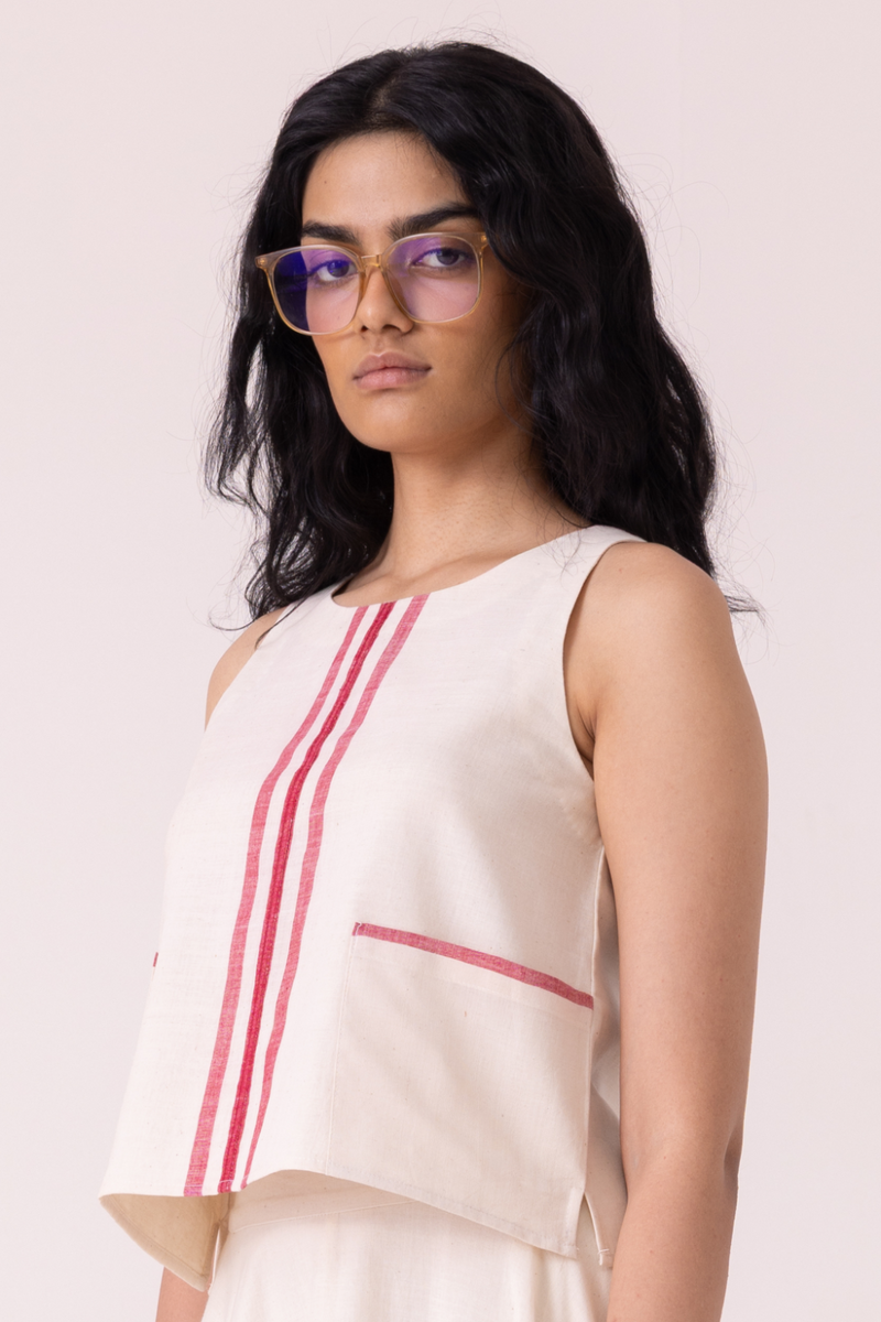 Tris Off White Handwoven Top cotton by The Summer House for women in Singapore