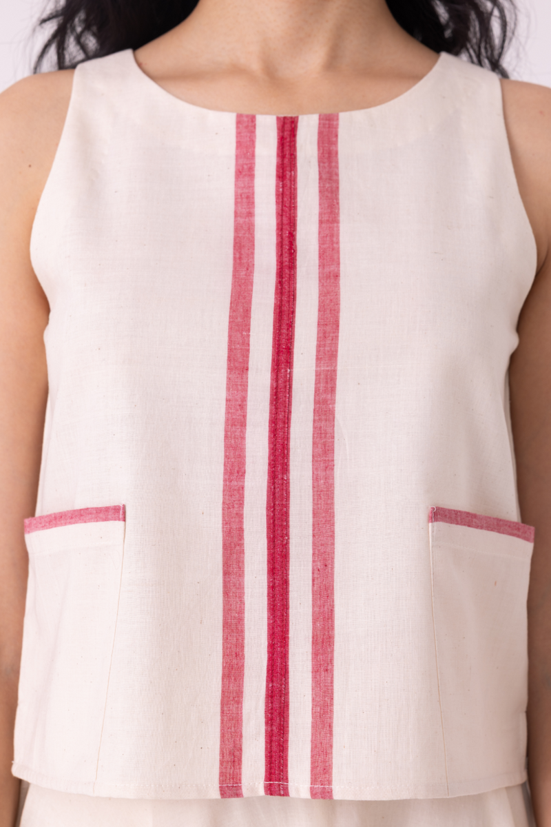 Tris Off White Handwoven Top cotton by The Summer House for women in Singapore