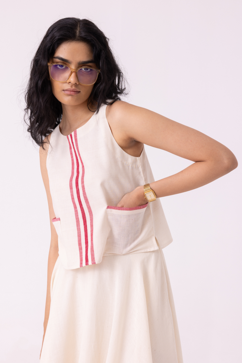 Tris Off White Handwoven Top cotton by The Summer House for women in Singapore