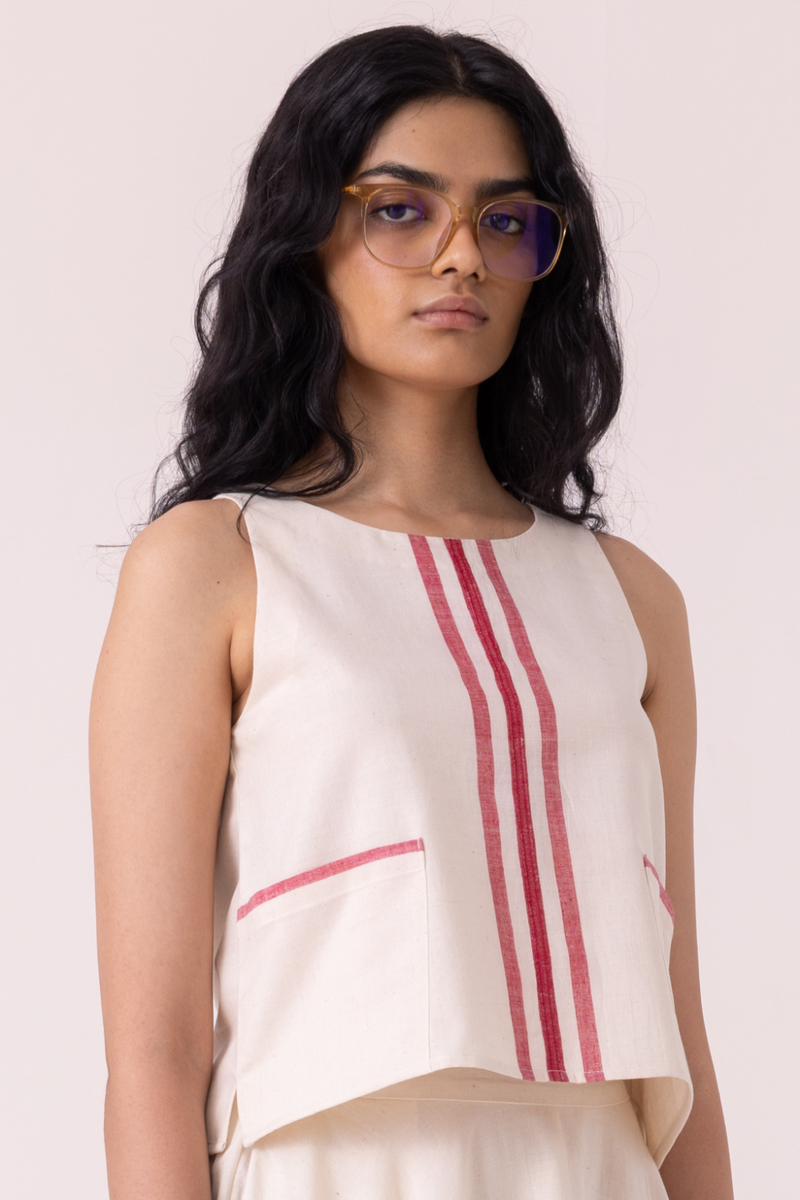 Tris Off White Handwoven Top cotton by The Summer House for women in Singapore