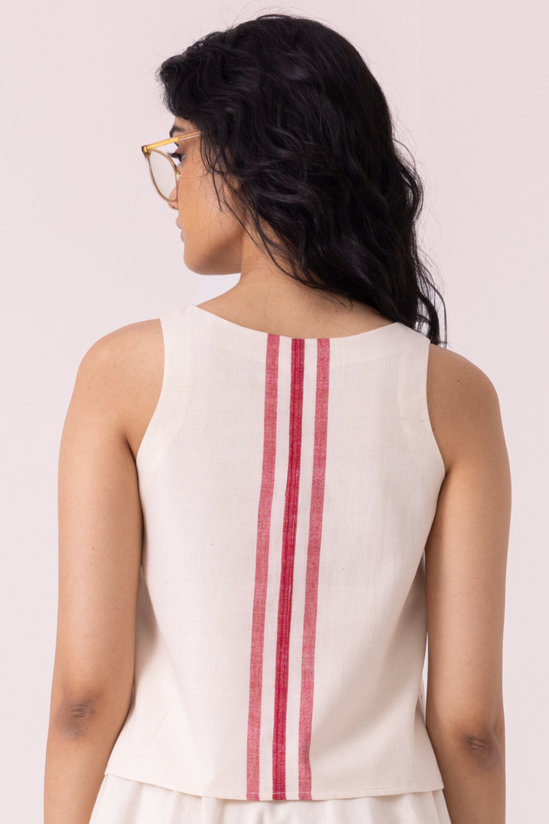 Tris Off White Handwoven Top cotton by The Summer House for women in Singapore