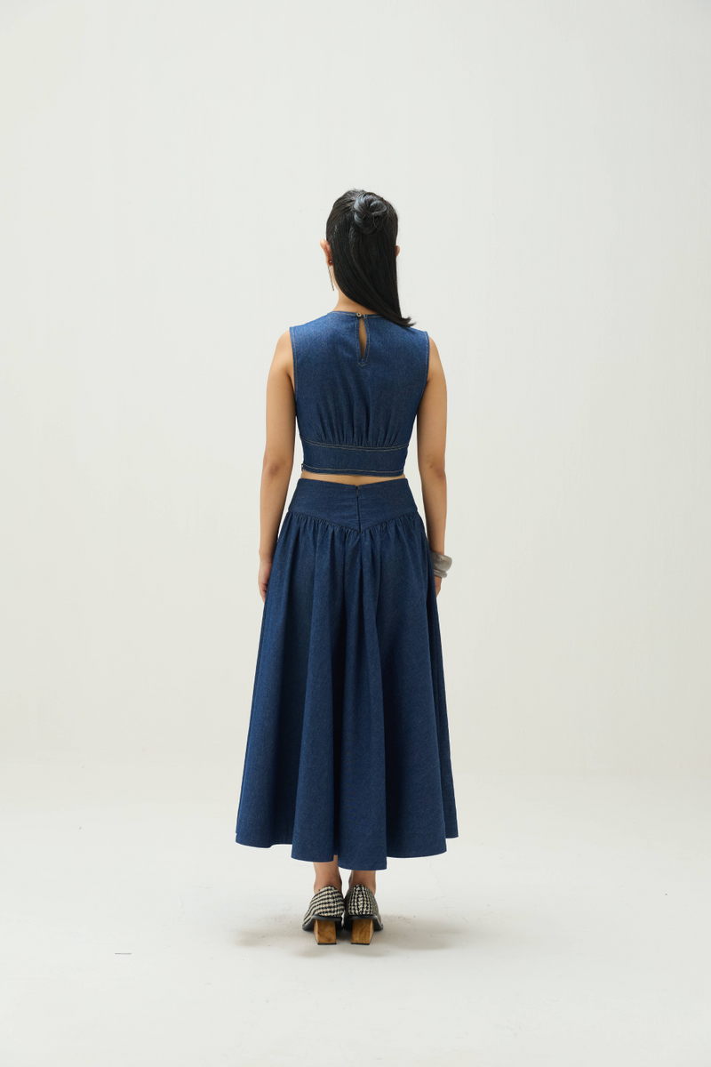Twilight Sea Sustainable Denim Crop Top