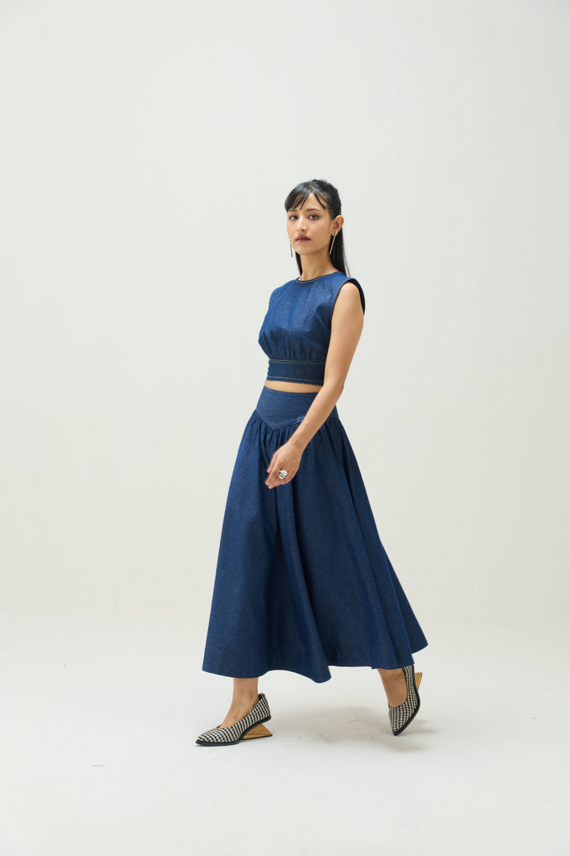 Twilight Sea Sustainable Denim Crop Top