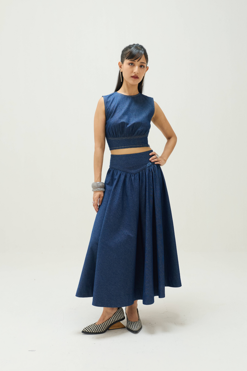 Twilight Sea Sustainable Denim Skirt