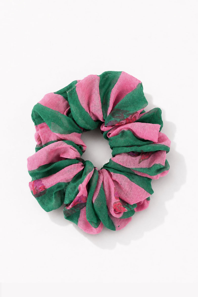 Twirl Scrunchie mul chanderi hair accessorie by JodiLife in green, pink for women in Singapore