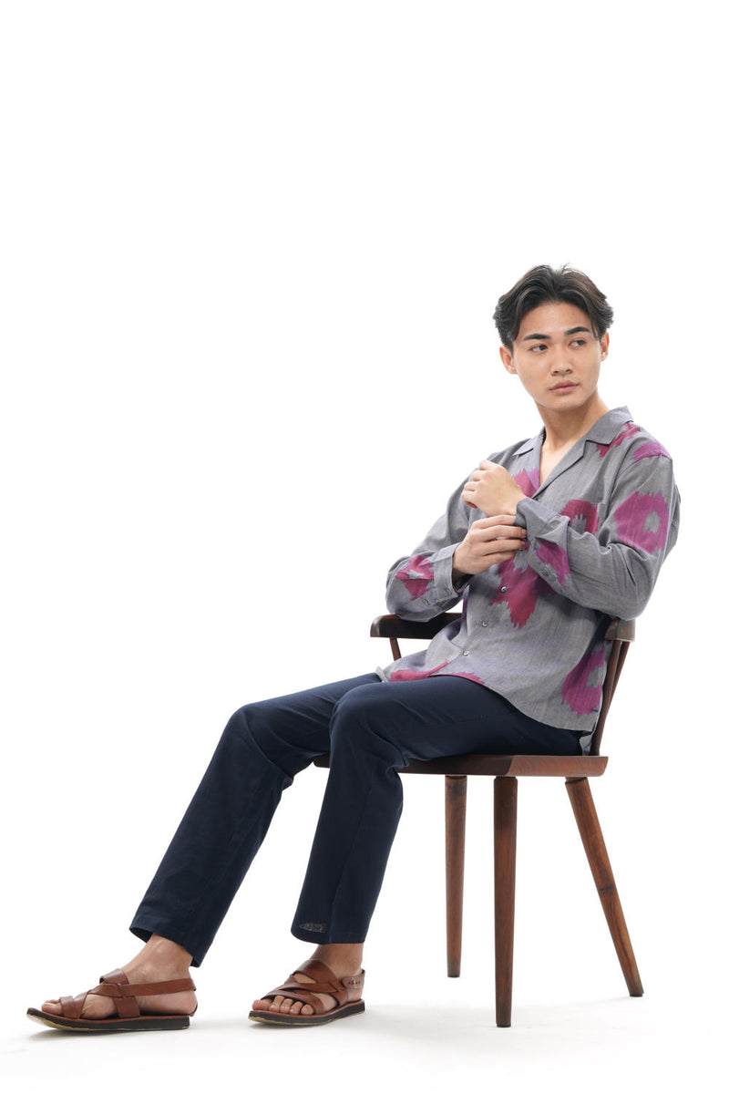 UME MENS RESORT COLLAR SHIRT 100% cotton by Translate Men in blue color for men in Singapore