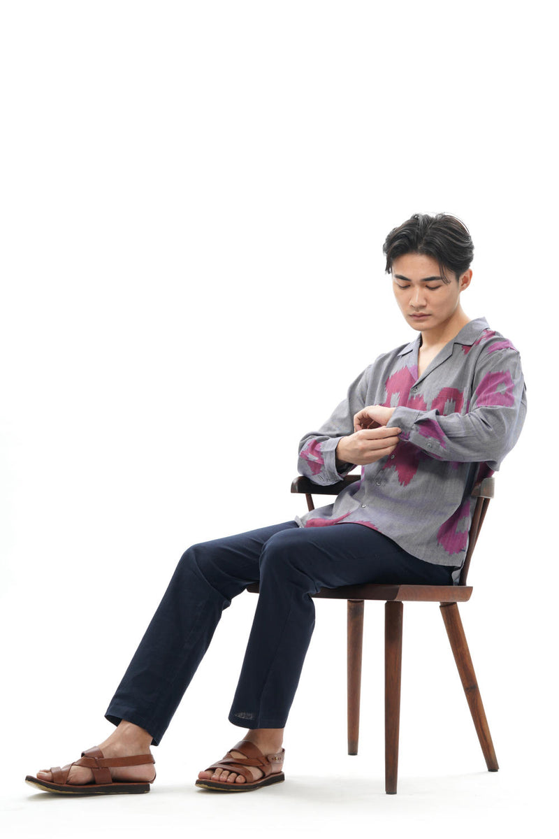 UME MENS RESORT COLLAR SHIRT 100% cotton by Translate Men in blue color for men in Singapore