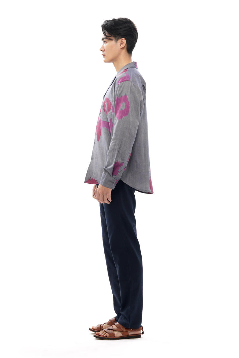 UME MENS RESORT COLLAR SHIRT 100% cotton by Translate Men in blue color for men in Singapore