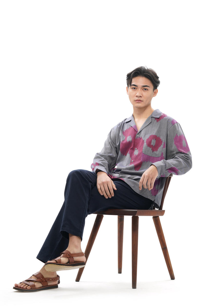 UME MENS RESORT COLLAR SHIRT 100% cotton by Translate Men in blue color for men in Singapore