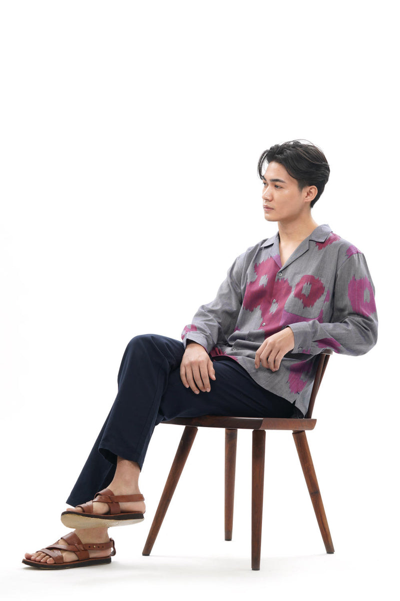 UME MENS RESORT COLLAR SHIRT 100% cotton by Translate Men in blue color for men in Singapore