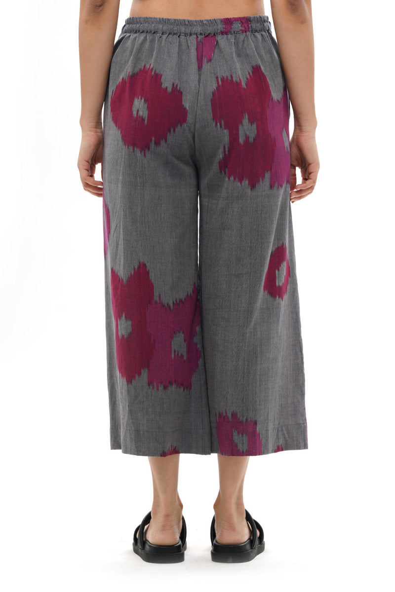 UME PALAZZO 100% cotton by Translate - Handwoven Ikat in blue color for women in Singapore