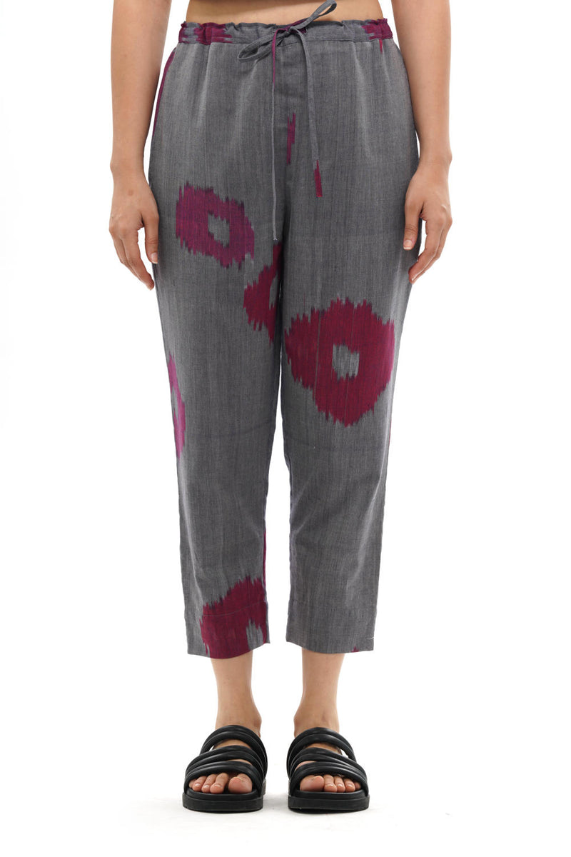 UME STRAIGHT PANT 100% cotton by Translate - Handwoven Ikat in blue color for women in Singapore