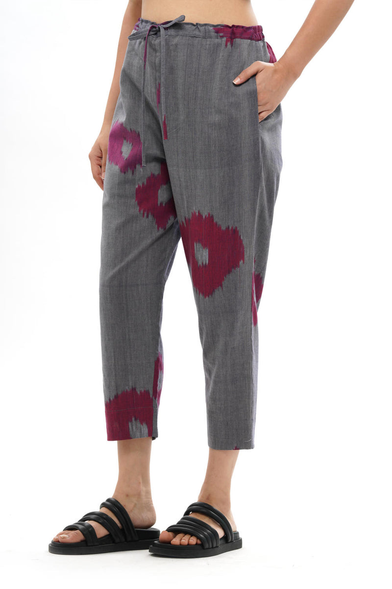 UME STRAIGHT PANT 100% cotton by Translate - Handwoven Ikat in blue color for women in Singapore