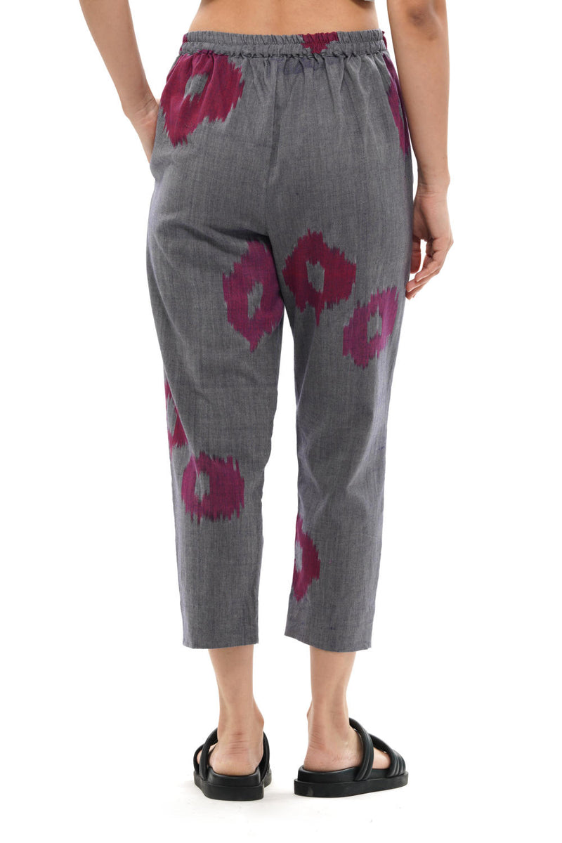 UME STRAIGHT PANT 100% cotton by Translate - Handwoven Ikat in blue color for women in Singapore