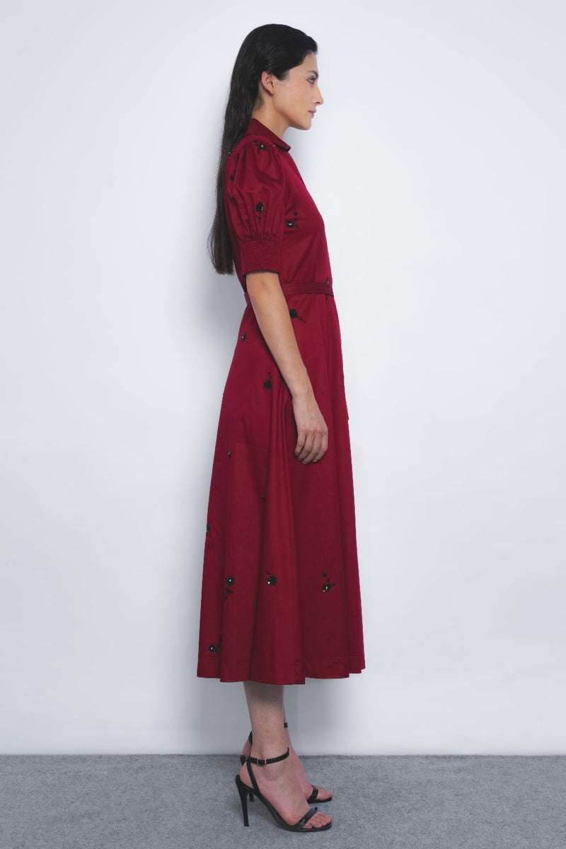 Ume Embroidered Dress - Ruby and Black cotton Buy Ume Embroidered Dress - Ruby and Black from C&W | Dresses for Women by Leh Studios in multi color for women in Singapore