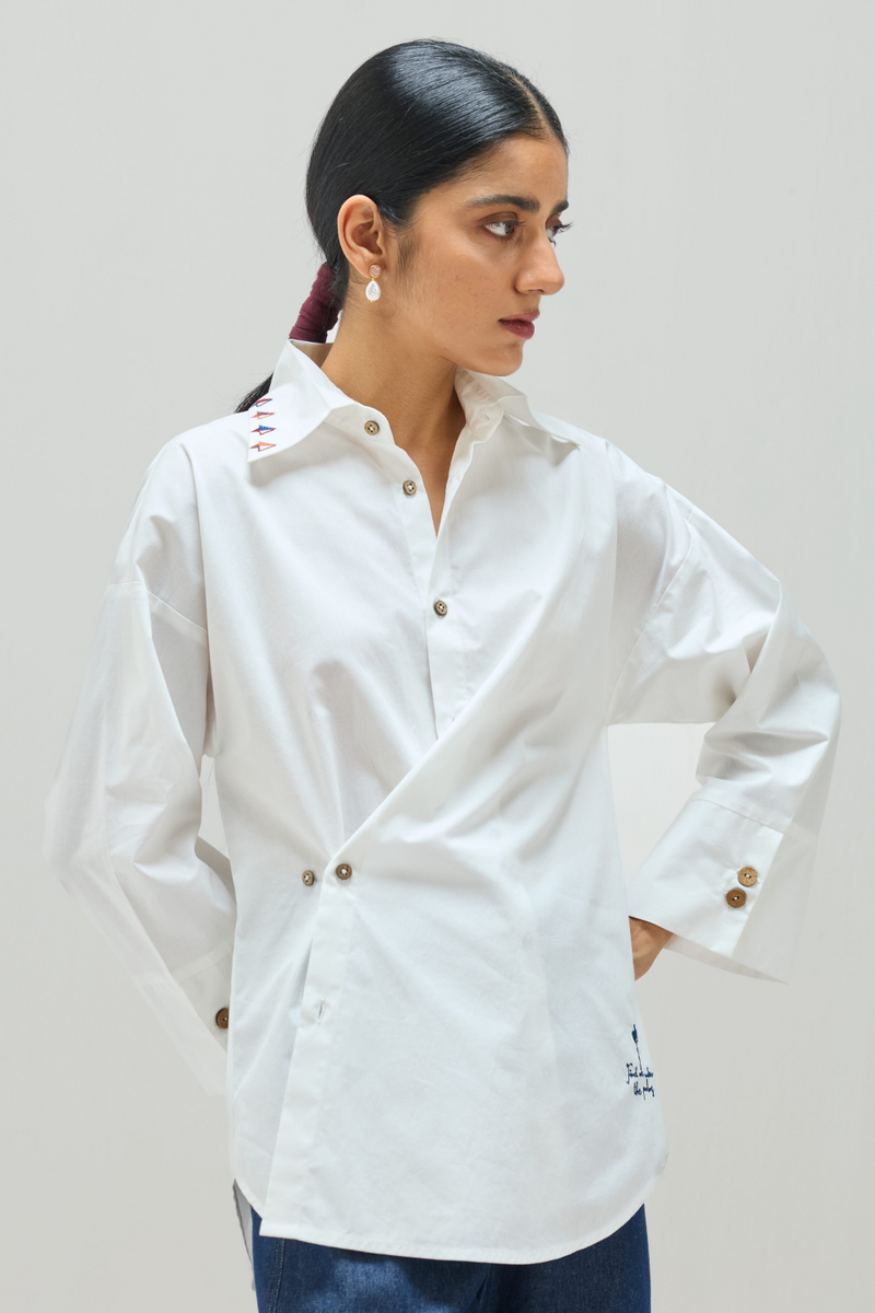 Under The Palms Organic Cotton Wrap Shirt