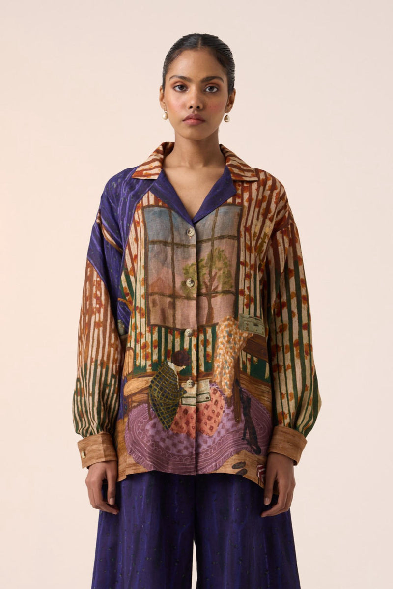 UNISEX OVERSIZED SHIRT -HOME ALONE linen by CORD for women in Singapore