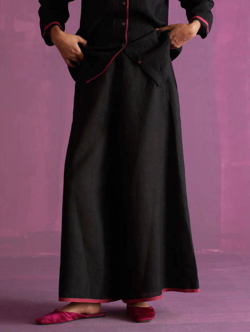 Inga Linen Pant - Black linen by Manan in black color for women in Singapore