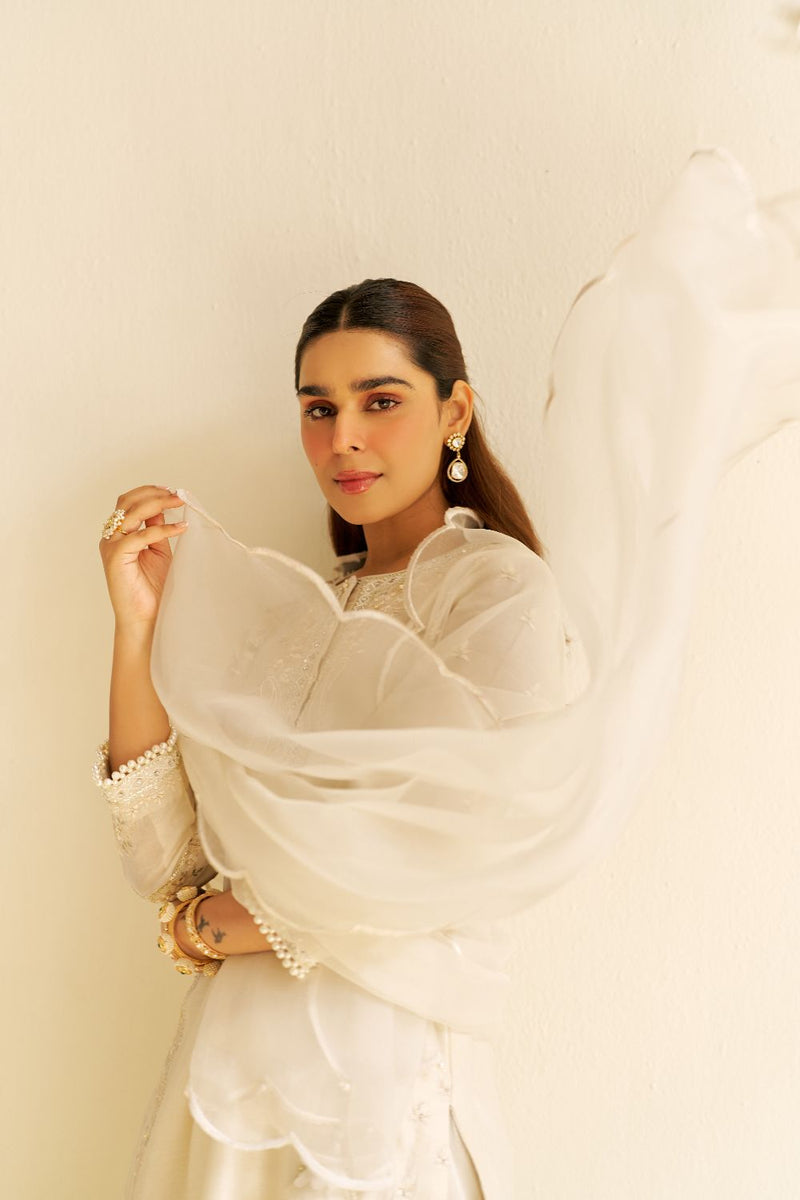 Zaisha - Short Kurta With Dhoti-Daisy Ivory silk by SHEETAL BATRA in ivory color for women in Singapore