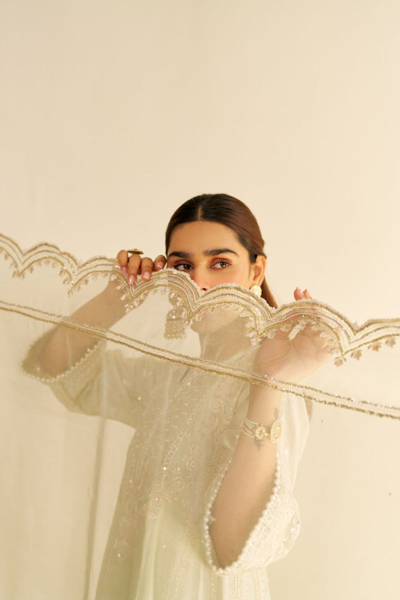 Maaroofa - Long Chauga With Salwar-Mint Green silk by SHEETAL BATRA in mint color for women in Singapore
