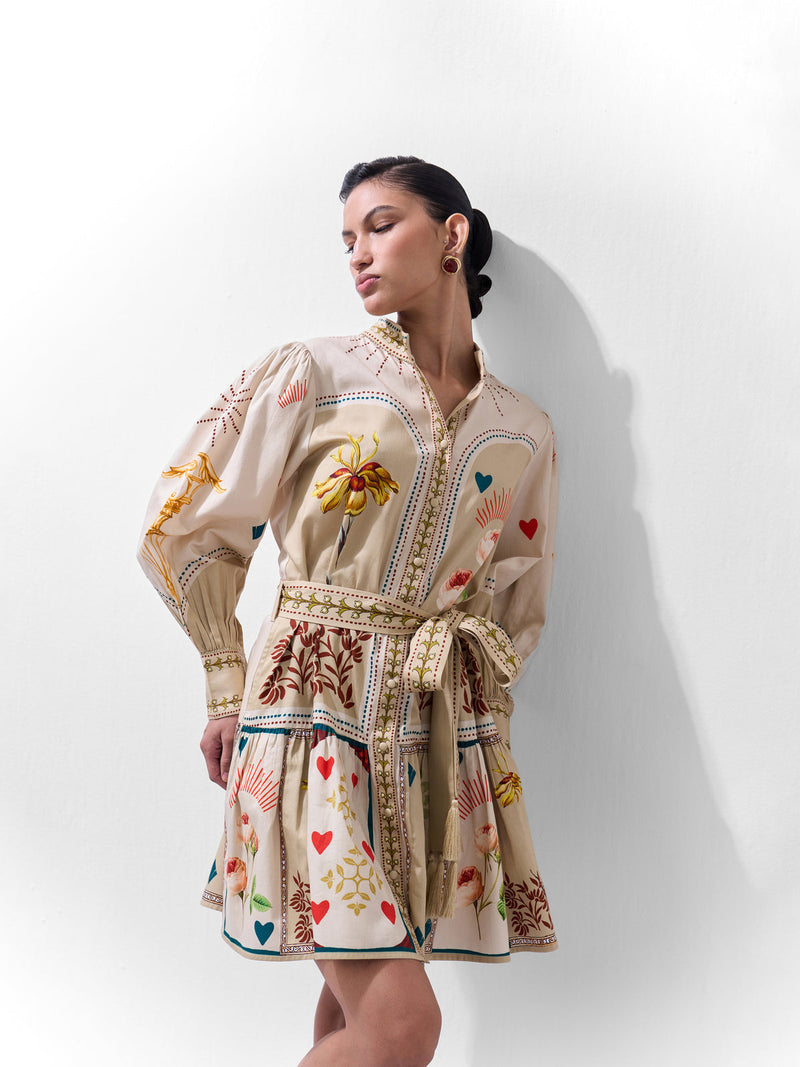 Celia Mini-Postcards And Petals cotton dress by NOIB in multi-color for women in Singapore