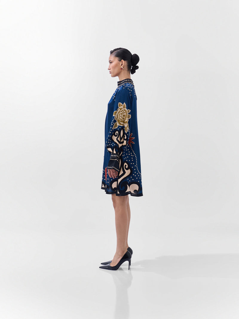 Amber Mini-Old Rose viscose dress by NOIB in multi-color for women in Singapore
