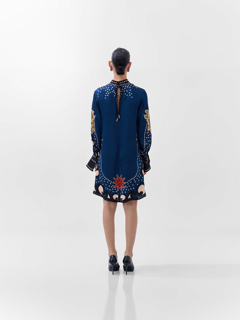 Amber Mini-Old Rose viscose dress by NOIB in multi-color for women in Singapore