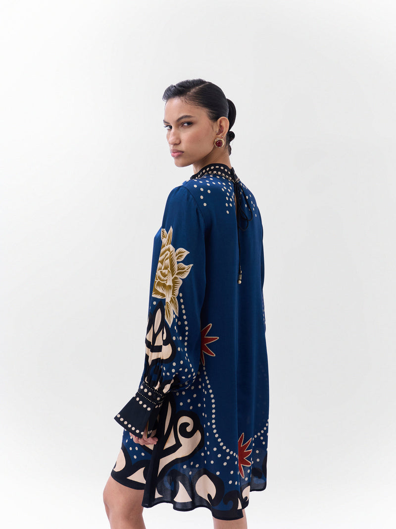 Amber Mini-Old Rose viscose dress by NOIB in multi-color for women in Singapore