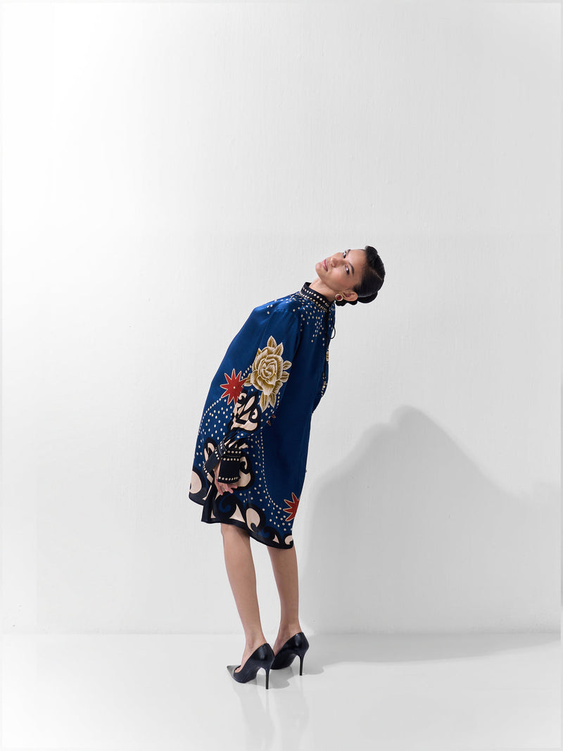 Amber Mini-Old Rose viscose dress by NOIB in multi-color for women in Singapore