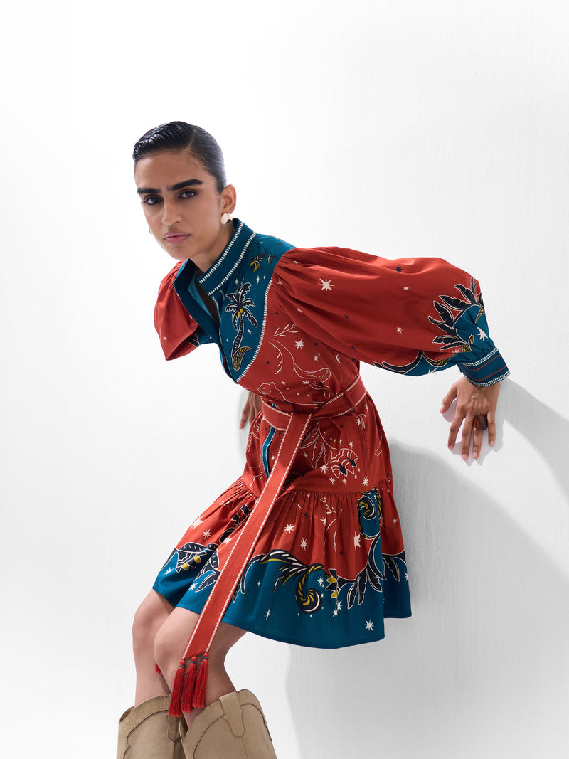 Celia Mini-Nocturnal Jungle cotton dress by NOIB in multi-color for women in Singapore