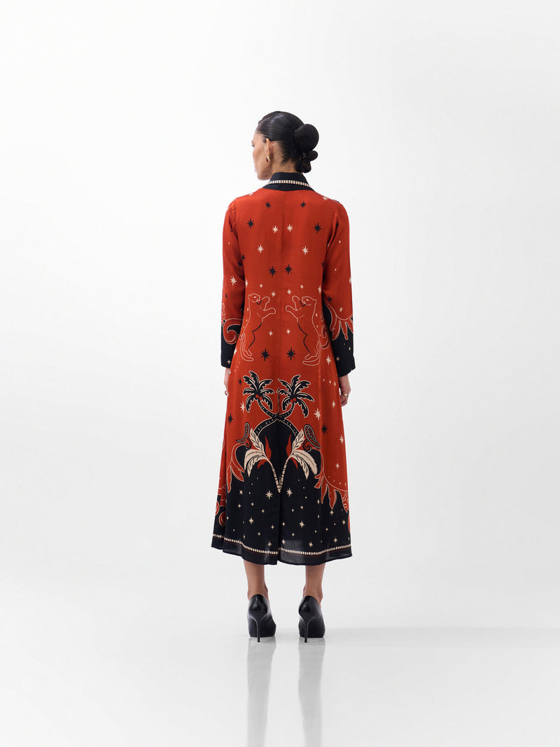 Willow Maxi-Nocturnal Jungle viscose dress by NOIB in multi-color for women Worldwide