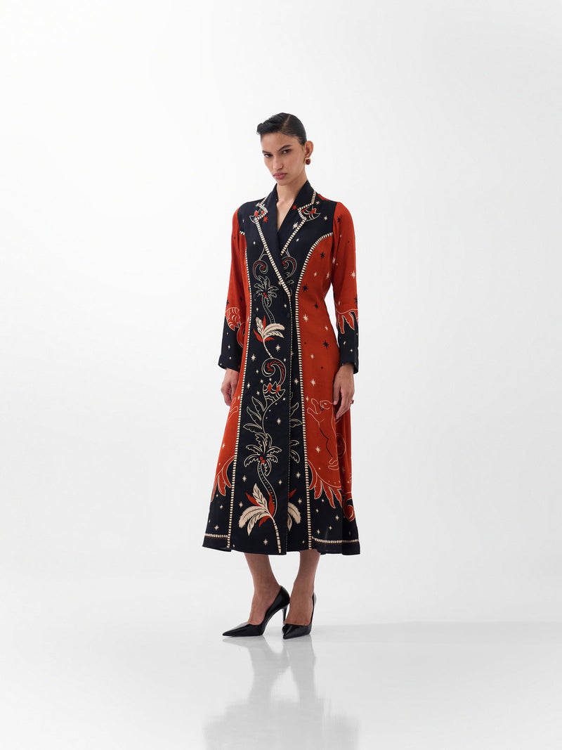 Willow Maxi-Nocturnal Jungle viscose dress by NOIB in multi-color for women Worldwide