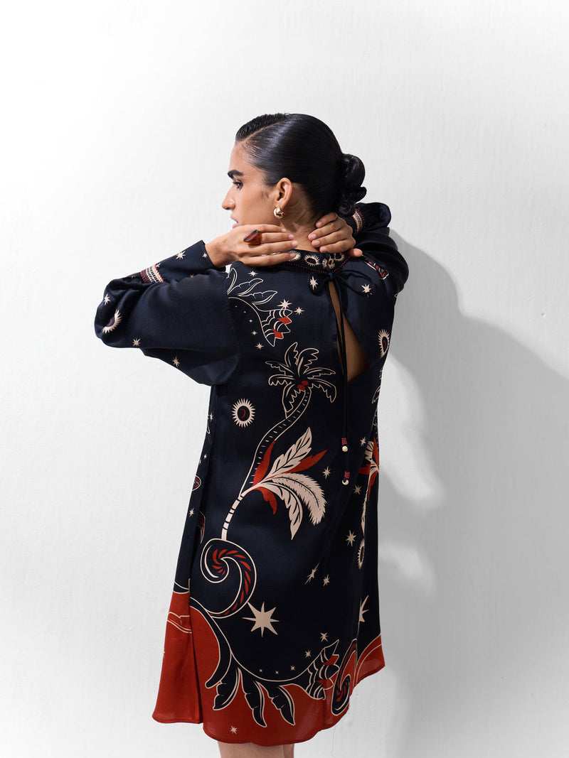 Amber Mini-Nocturnal Jungle viscose dress by NOIB in multi-color for women in Singapore