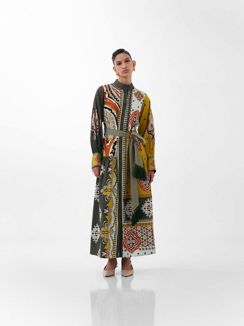 Celia Maxi-Mosaic cotton dress by NOIB in multi-color for women Worldwide