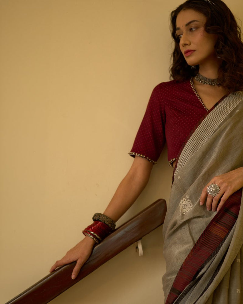 Janki Blouse mashru blouse by SWATTI KAPOOR in maroon for women in Singapore