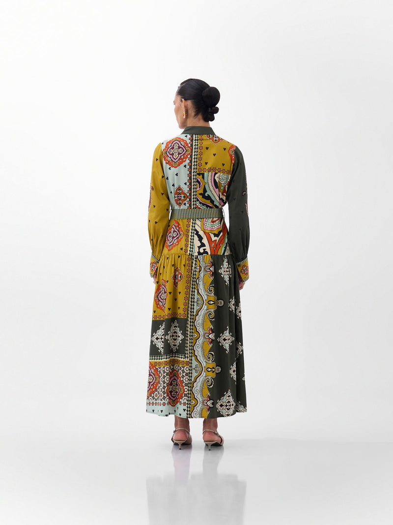 Celia Maxi-Mosaic cotton dress by NOIB in multi-color for women Worldwide
