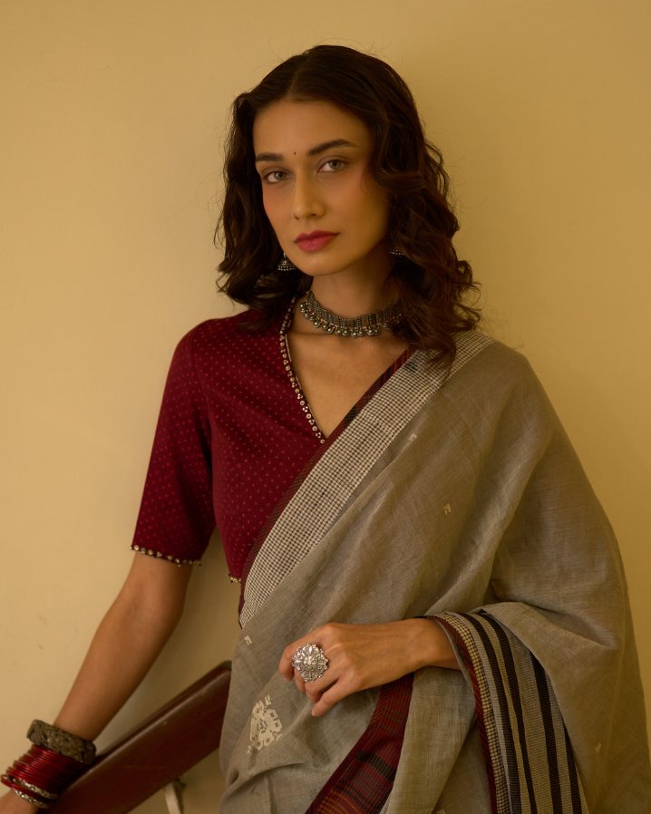 Janki Blouse mashru blouse by SWATTI KAPOOR in maroon for women in Singapore